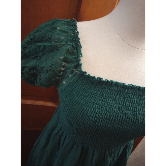 Anna-Kaci Dress Womens L Tiered Off Shoulder Boho Lace Smocked Cottage Core Maxi - Picture 4 of 7